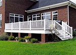 Railing used for a deck in the back of a house